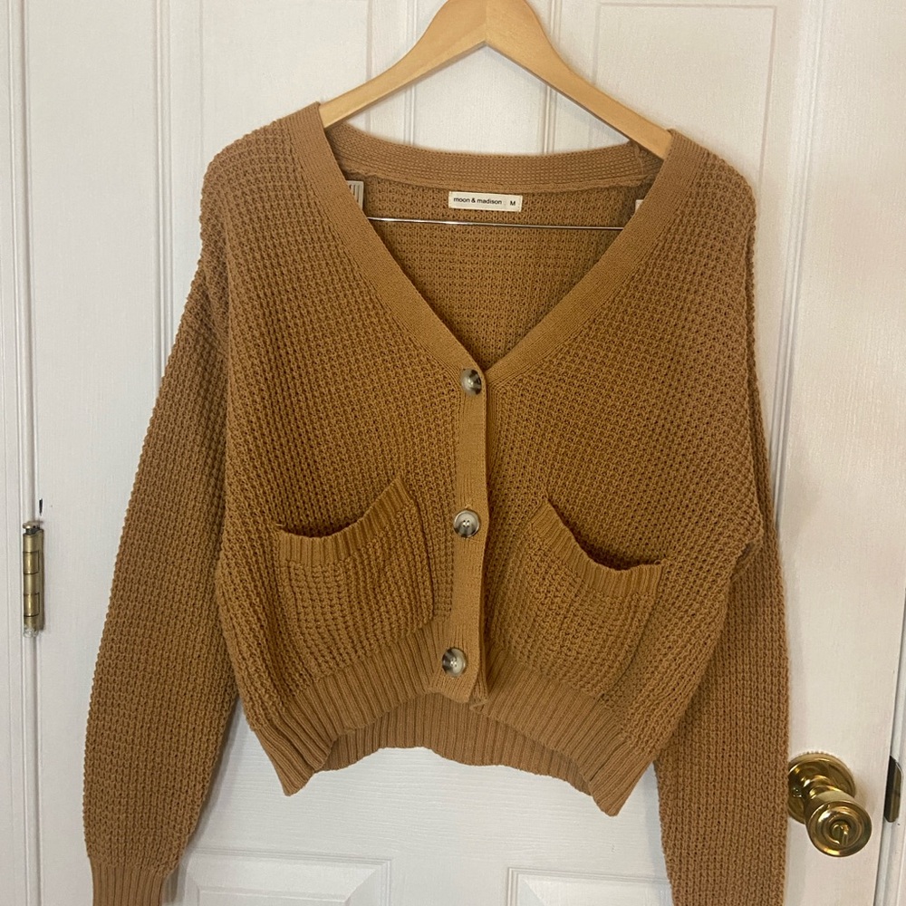 Brown Button-Up Cardigan Sweater